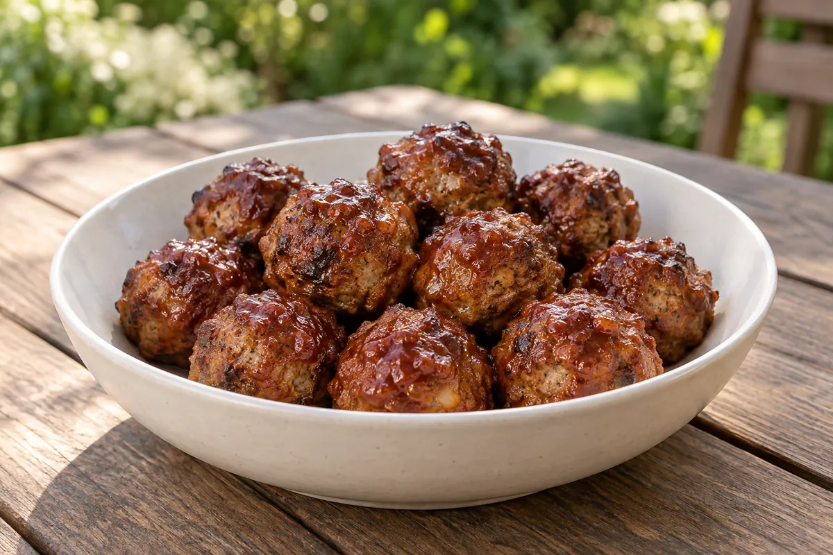 Serving of Smoked BBQ Meatballs