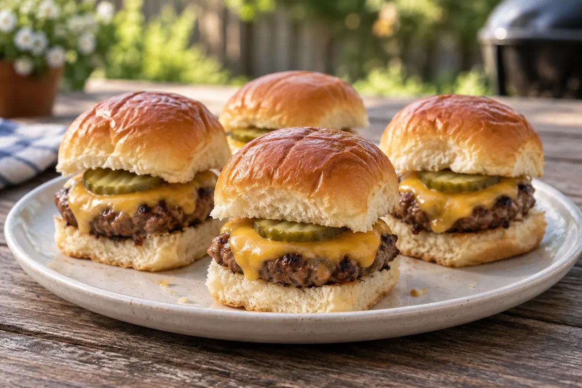 Serving of Vidalia Cheeseburger Sliders